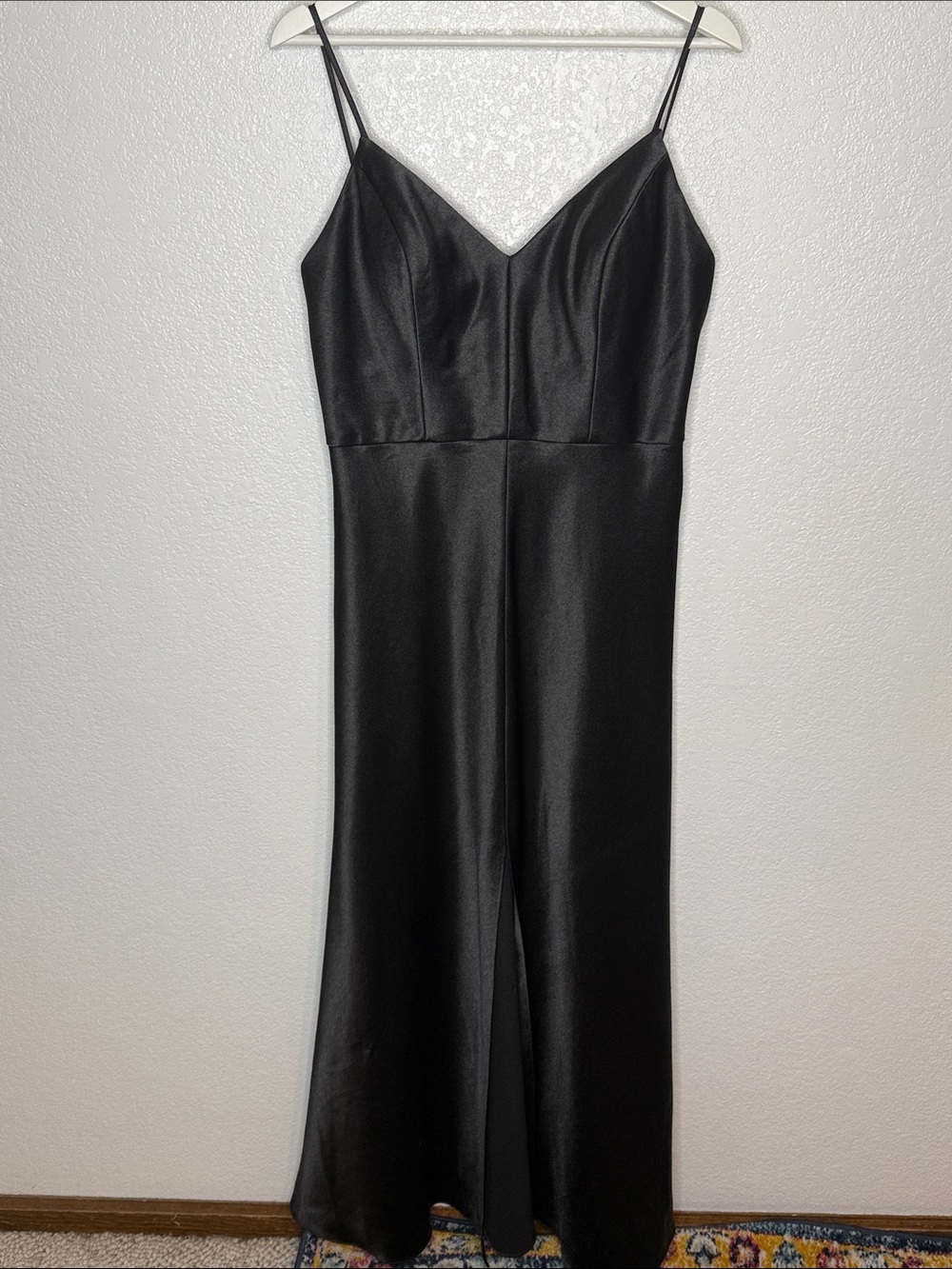 Jenny Yoo Black Dina Satin Bridesmaid Maxi Dress Size 12 Black Tie Formal - Picture 2 of 10